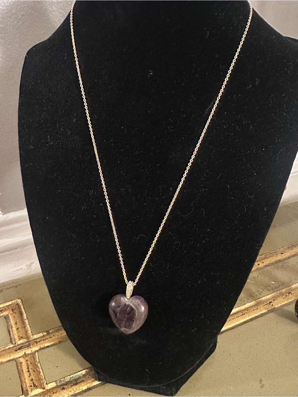 Melinda Maria Gold Chain Necklace with Purple Heart Pendant